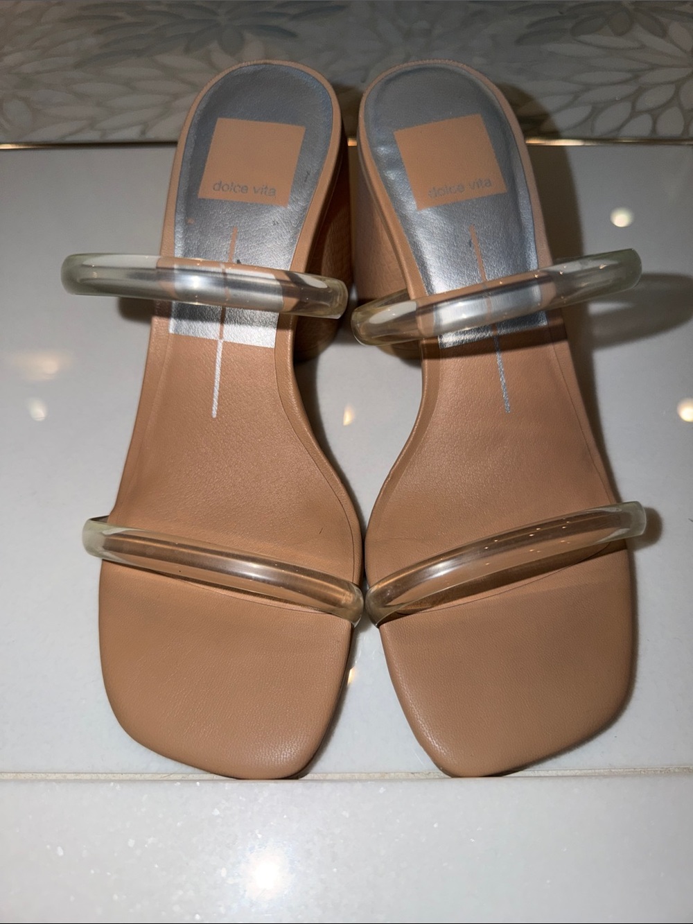 Dolce Vita Nude Tan Sandal with Clear Double Straps
